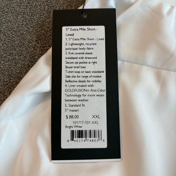 RHONE Extra Mile Lined White Performance Stretch‎ Running Shorts Size XXL - Picture 7 of 8